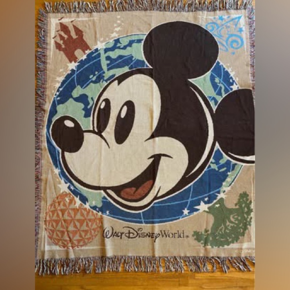 Vtg RARE San Marcos ABCs Disney World Mickey Mouse Wall Tapestry